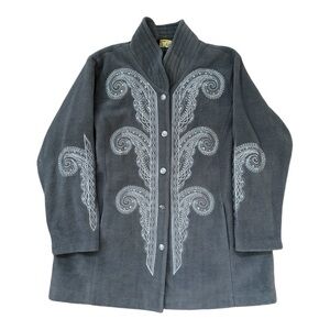 Bob Mackie Wearable Art Fleece Embroidered Jacket